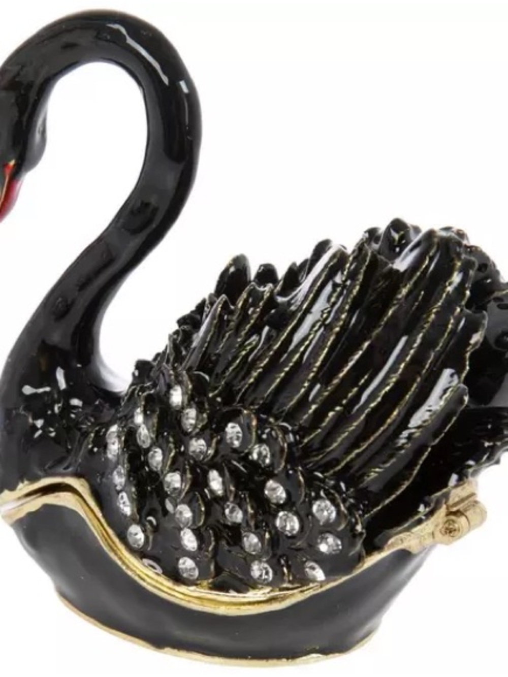 New Black Jeweled Swan Trinket Box - Picture 4 of 4